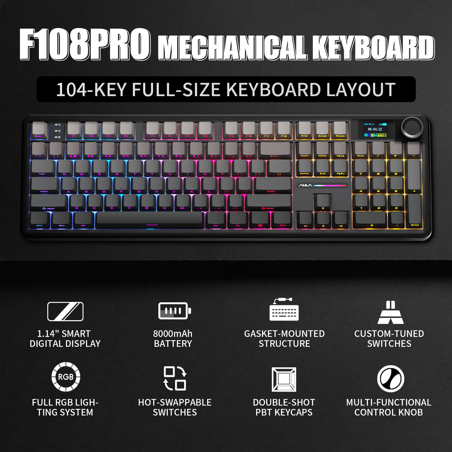 Gaming Keyboard Corsair - لوحة مفاتيح ميكانيكية AULA F108 PRO