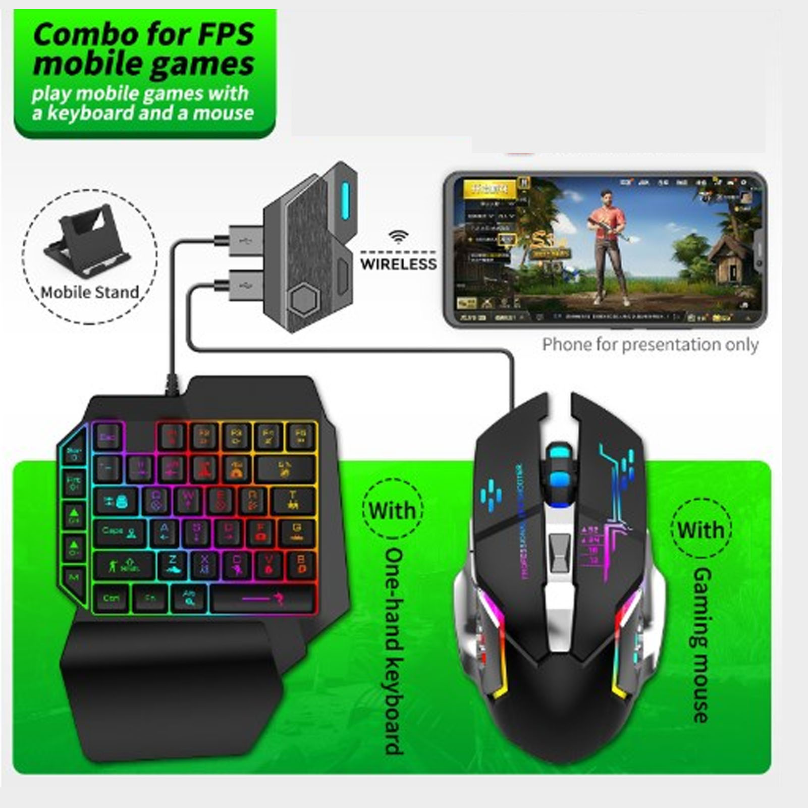 مجموعة محول لوحة مفاتيح وفأرة، - مراجعة Gaming Keyboard Mobile وسعره