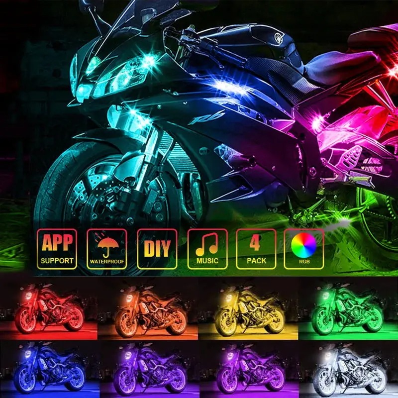 دراجة نارية LED ضوء الزخرفية r - مراجعة Rgb Underglow Strip وسعره