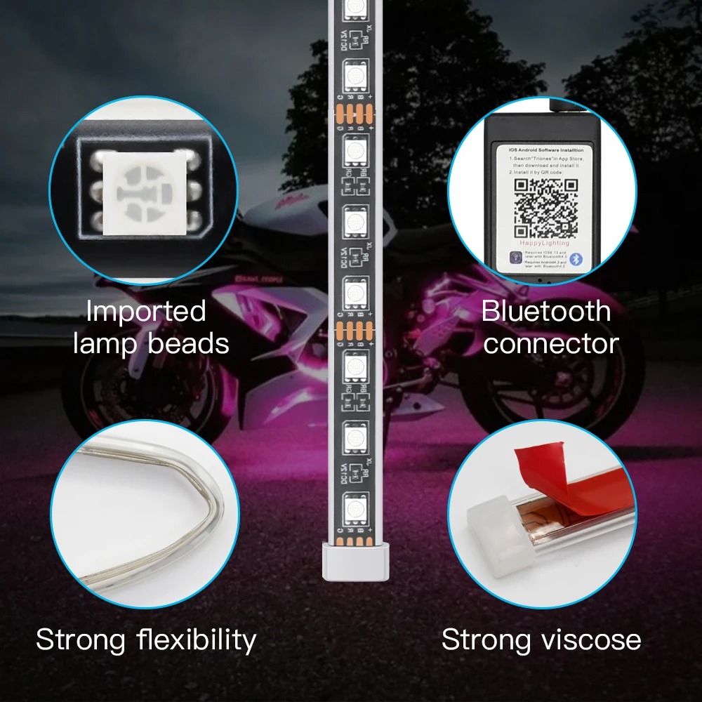 دراجة نارية LED ضوء الزخرفية r - مراجعة Rgb Underglow Strip وسعره